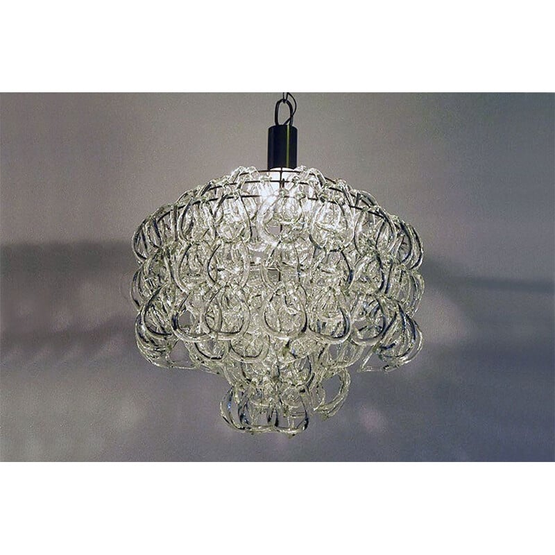 Vintage Giogali chandelier in glass by Angelo Mangiarotti for Vistosi 1970