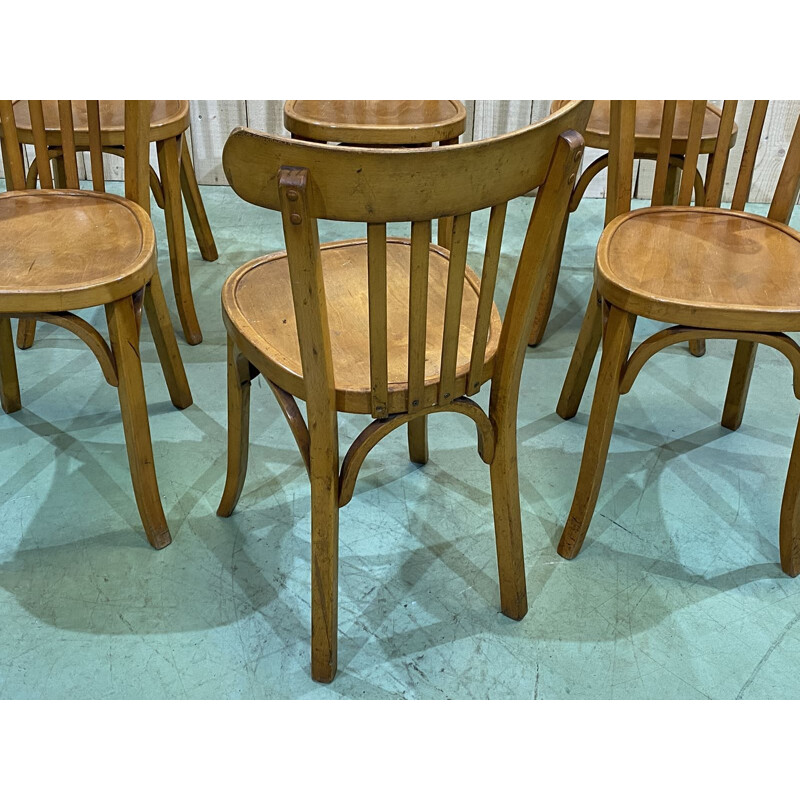 Set of 6 vintage chairs Macon bistro Baumann 1950s