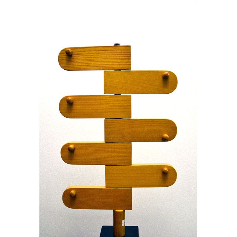 Vintage wooden coat rack carved by Ogawa Isao 1970