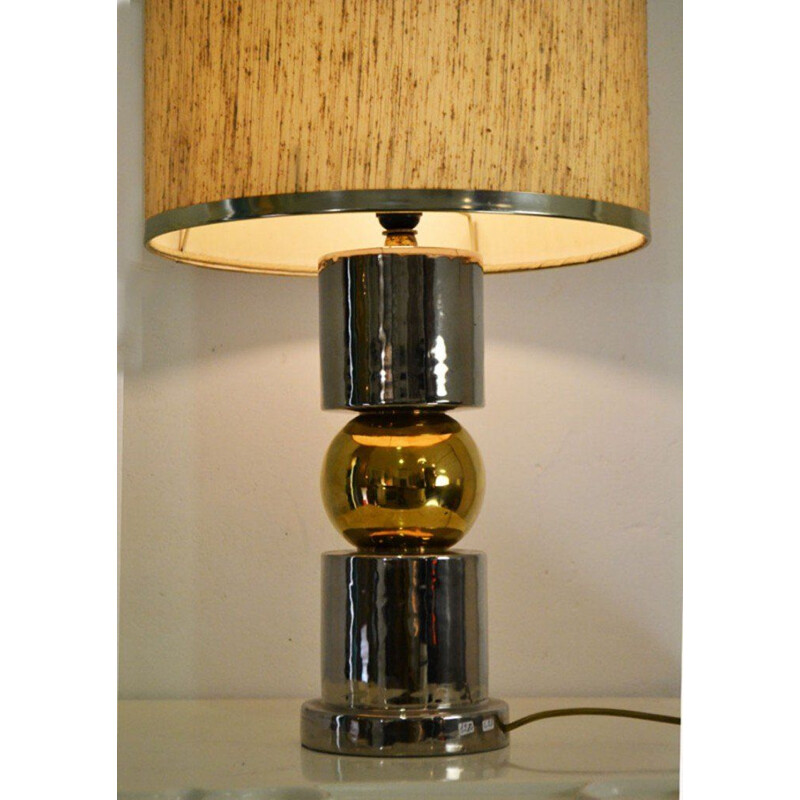 Vintage table lamp in ceramic, gold and silver from Ceramiche Zaccagnini, Italy 1960