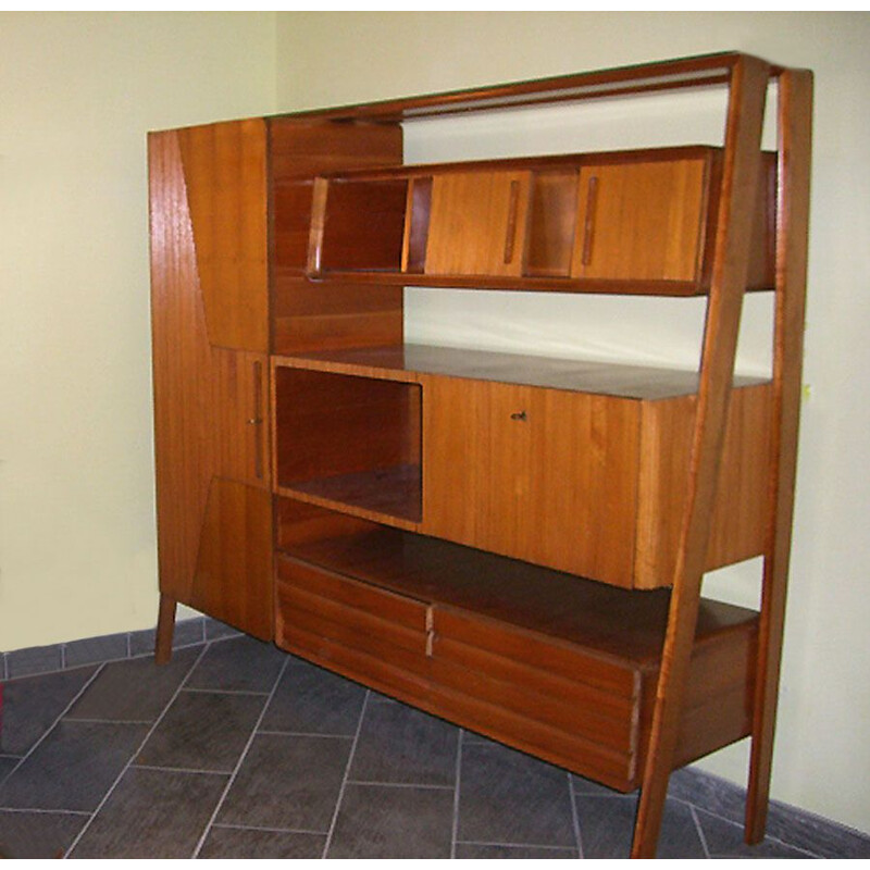 Vintage wall unit in ash by Permanente Mobili Cantù, 1950