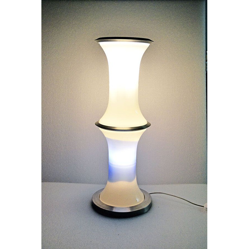 Vintage Bamboo floor lamp in Murano glass blown by Enrico Tronconi for Vistosi 1970