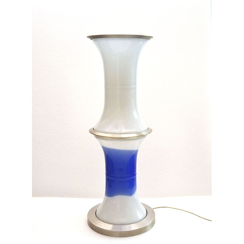 Vintage Bamboo floor lamp in Murano glass blown by Enrico Tronconi for Vistosi 1970