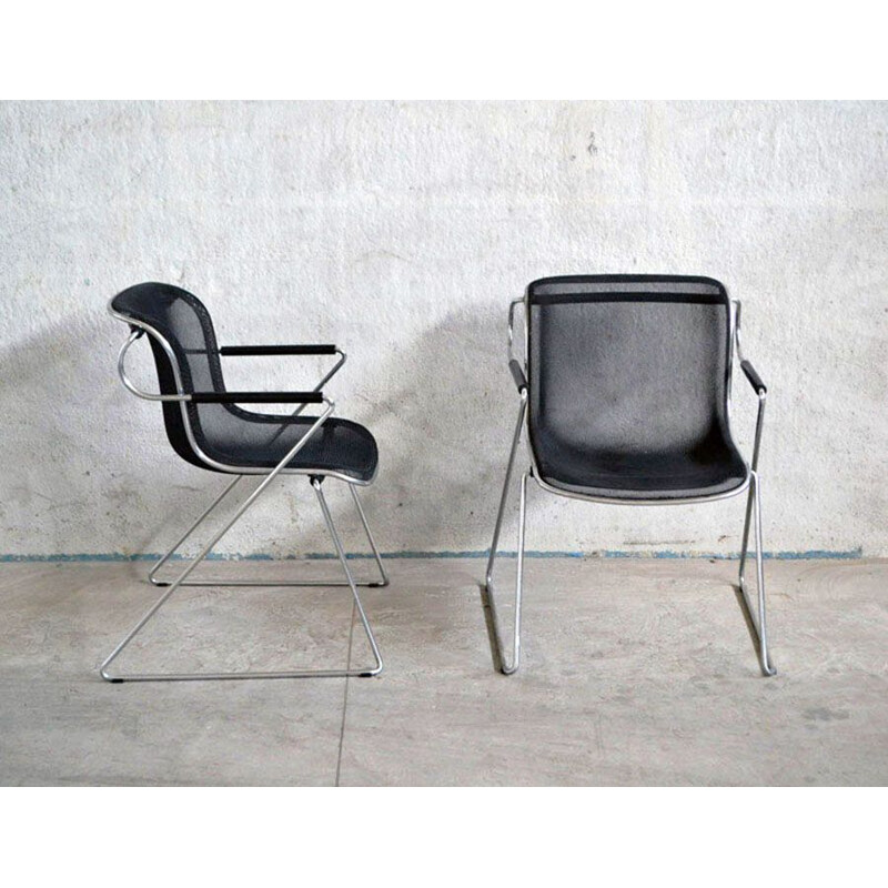 Lot de 4 chaises vintage Penelope en métal par Charles Pollock pour Anonima Castelli 1982