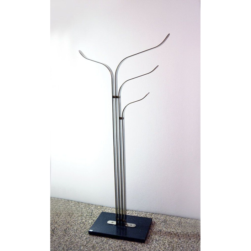 Vintage satin steel coat rack by Acerbis International, 1970