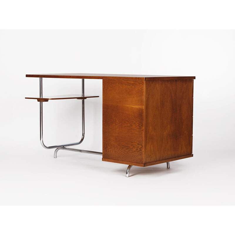 Vintage chrome desk by Jindrich Halabala for UP Zavody, Art Deco, Czech Republic 1930