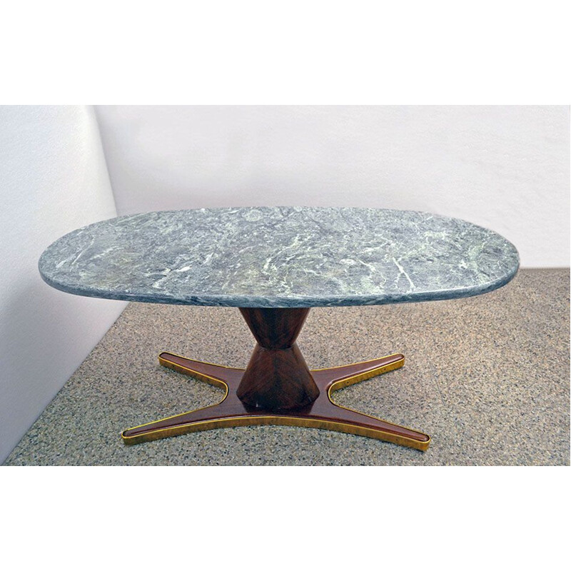 Table à manger vintage en palissandre et marbre de Vittorio Dassi pour Mobili Moderni Lissone 1950