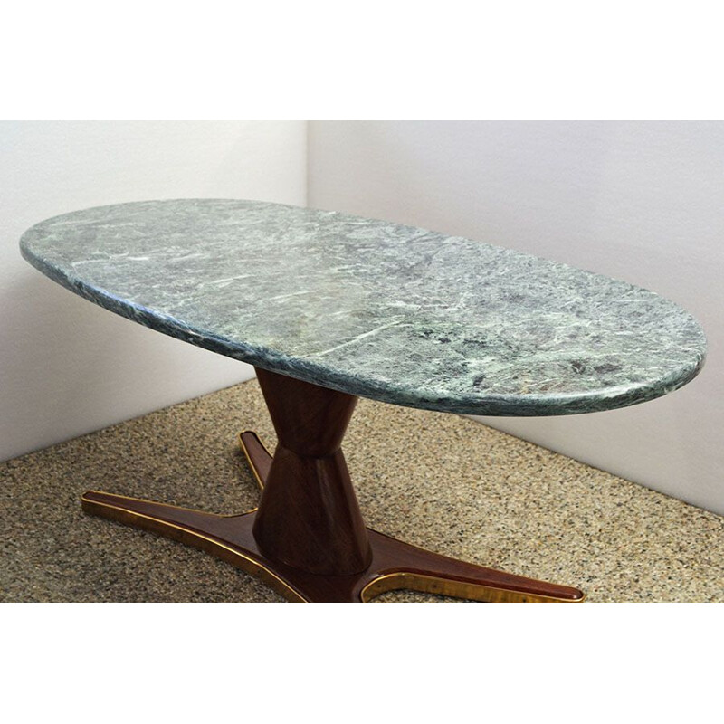 Table à manger vintage en palissandre et marbre de Vittorio Dassi pour Mobili Moderni Lissone 1950