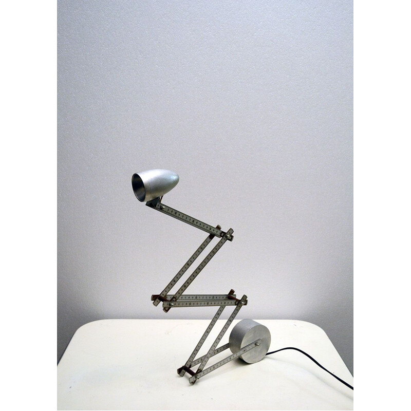 Vintage aluminum adjustable halogen lamp, France 1980