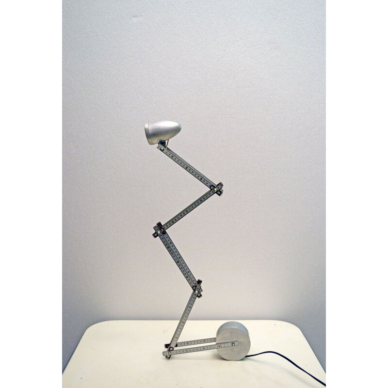 Lámpara halógena regulable de aluminio vintage, Francia 1980
