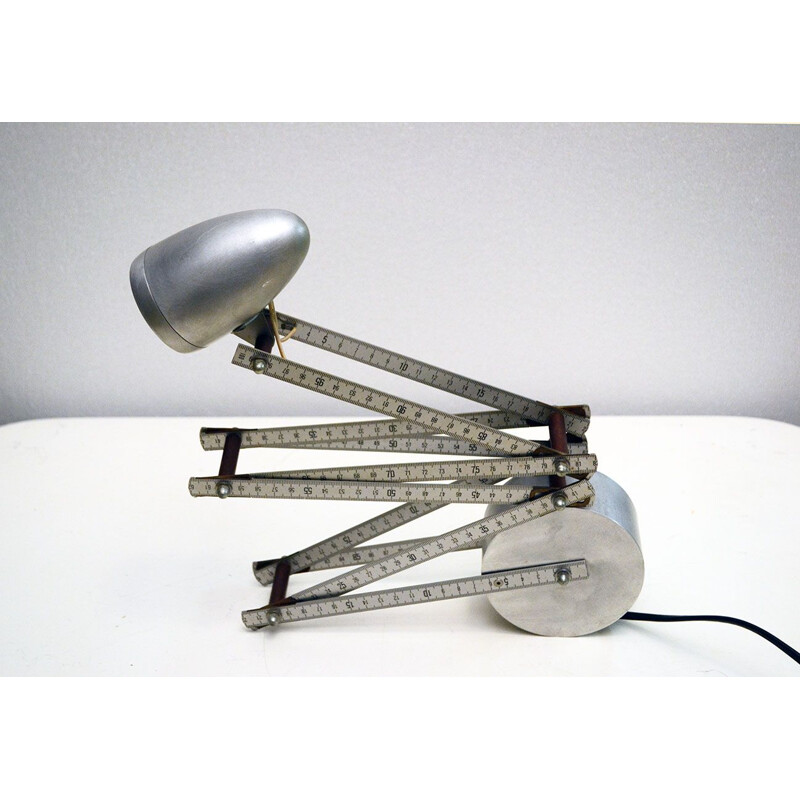 Vintage aluminum adjustable halogen lamp, France 1980
