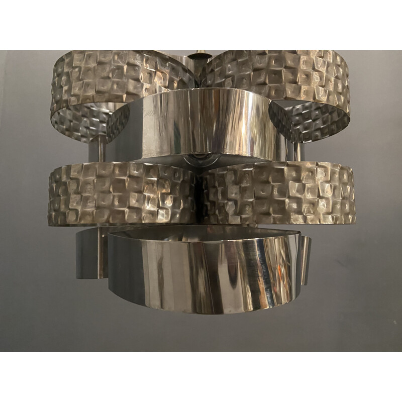 Lampadario architettonico vintage con curve in metallo
