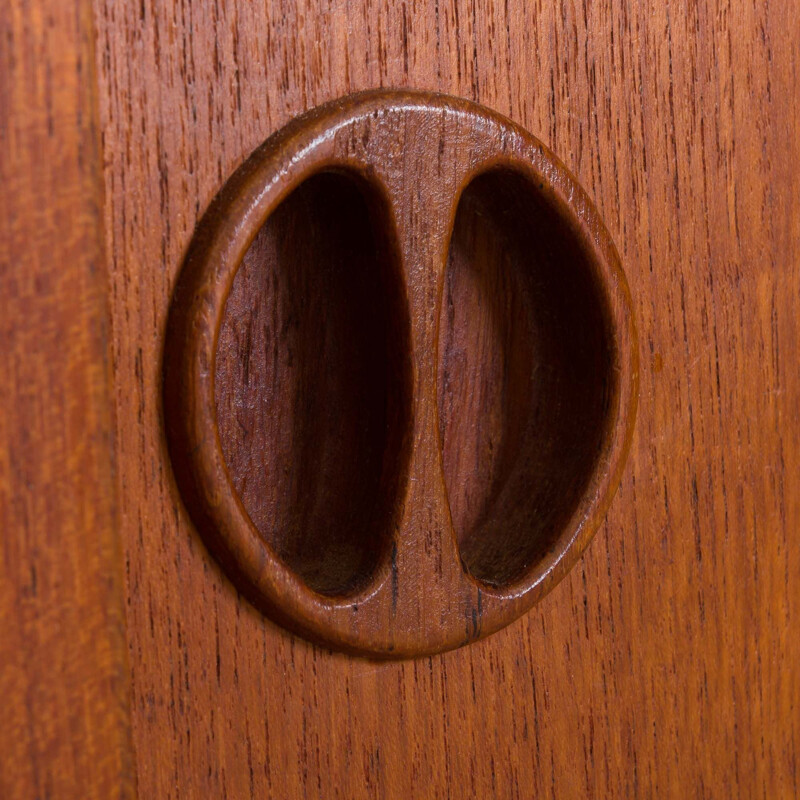 Vintage teak wall unit with a desk and a sliding door locker, Denmark