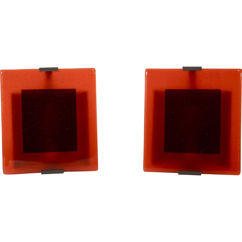 Pair of vintage Clarisse Dutraive glass wall lights