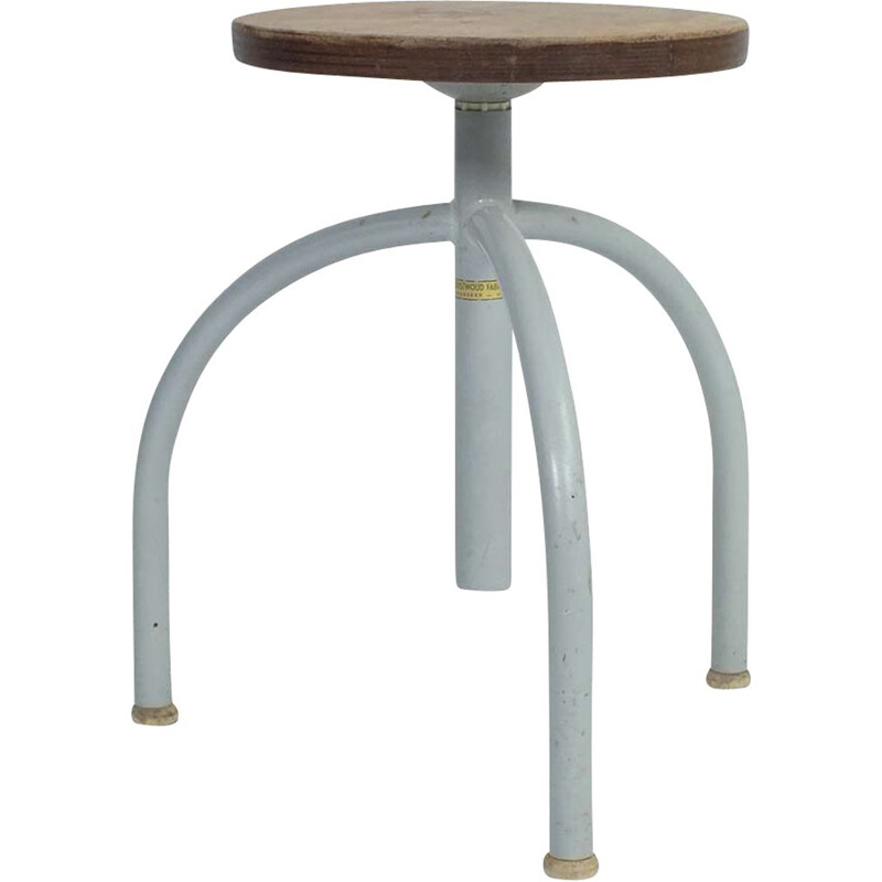 Vintage industrial adjustable stool by Oostwoud Fabrieken, Netherlands 1950
