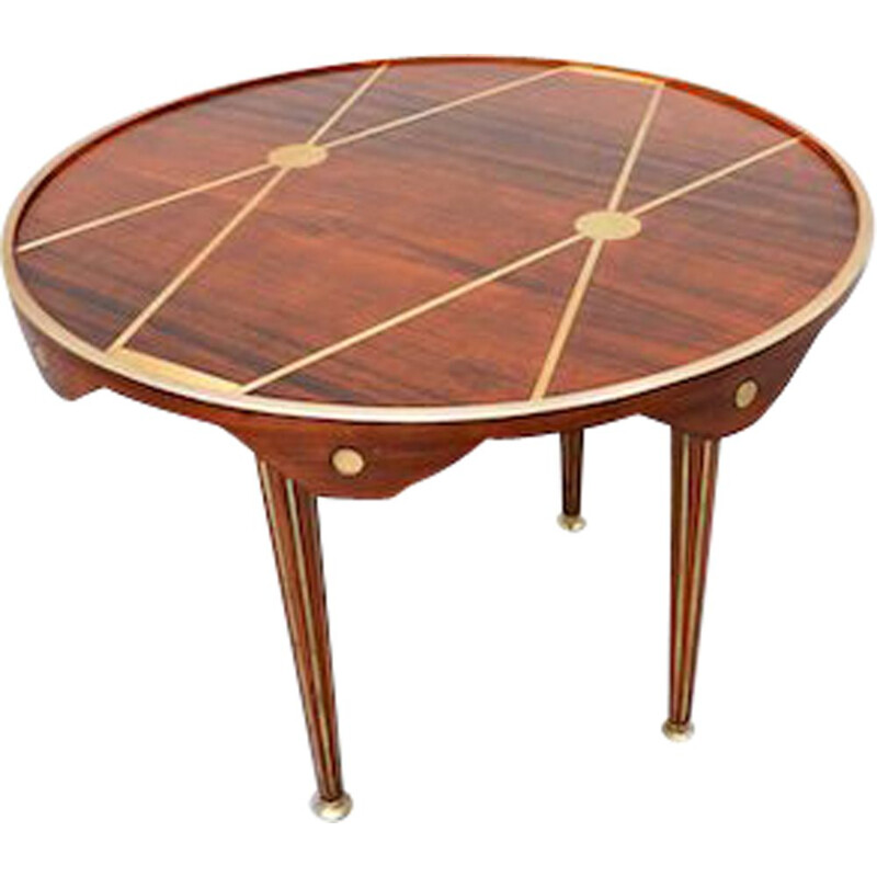 Vintage walnut and brass table, Italy 1940