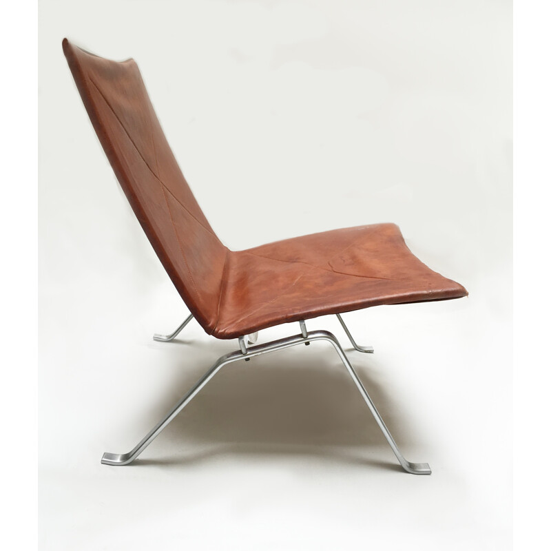 "PK22" low chair in leather and chrome, Poul KJAERHOLM - 1960s