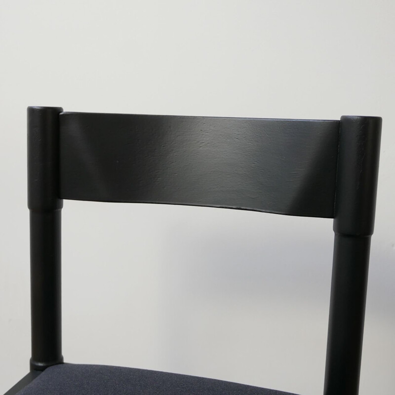 Set of 6 vintage Vico Magistretti Black Dining Chairs, Italian 1960s