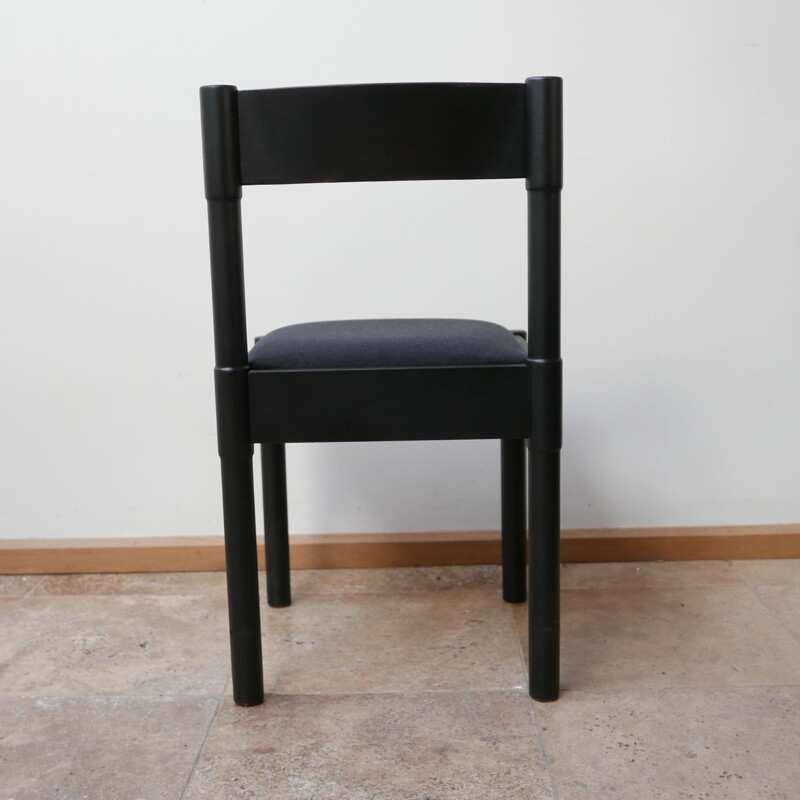 Set of 6 vintage Vico Magistretti Black Dining Chairs, Italian 1960s