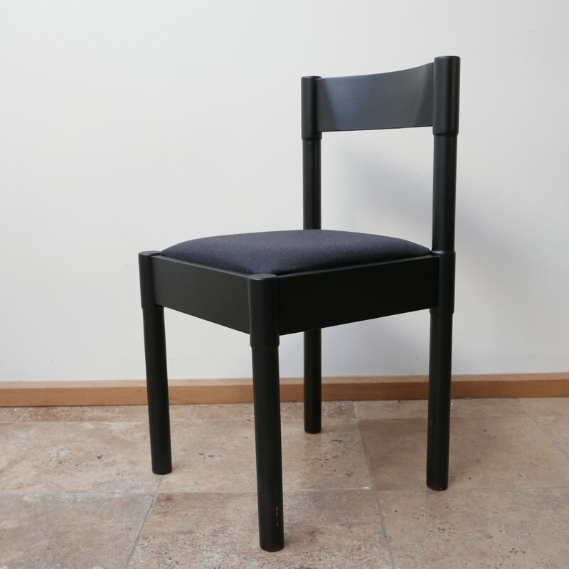 Set of 6 vintage Vico Magistretti Black Dining Chairs, Italian 1960s