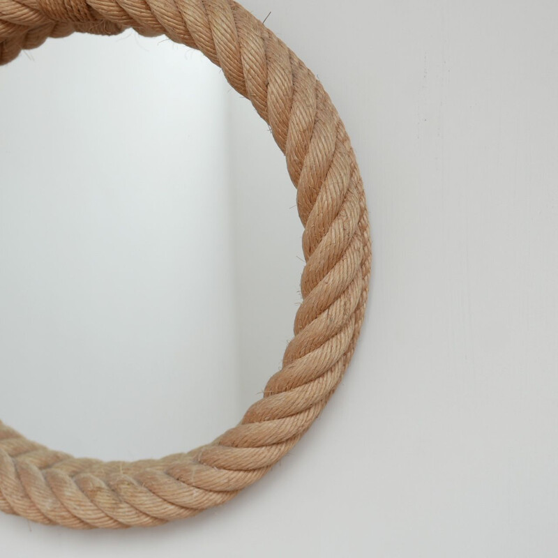 Vintage Audoux Minet Rope Cord Mirror, French 1960s
