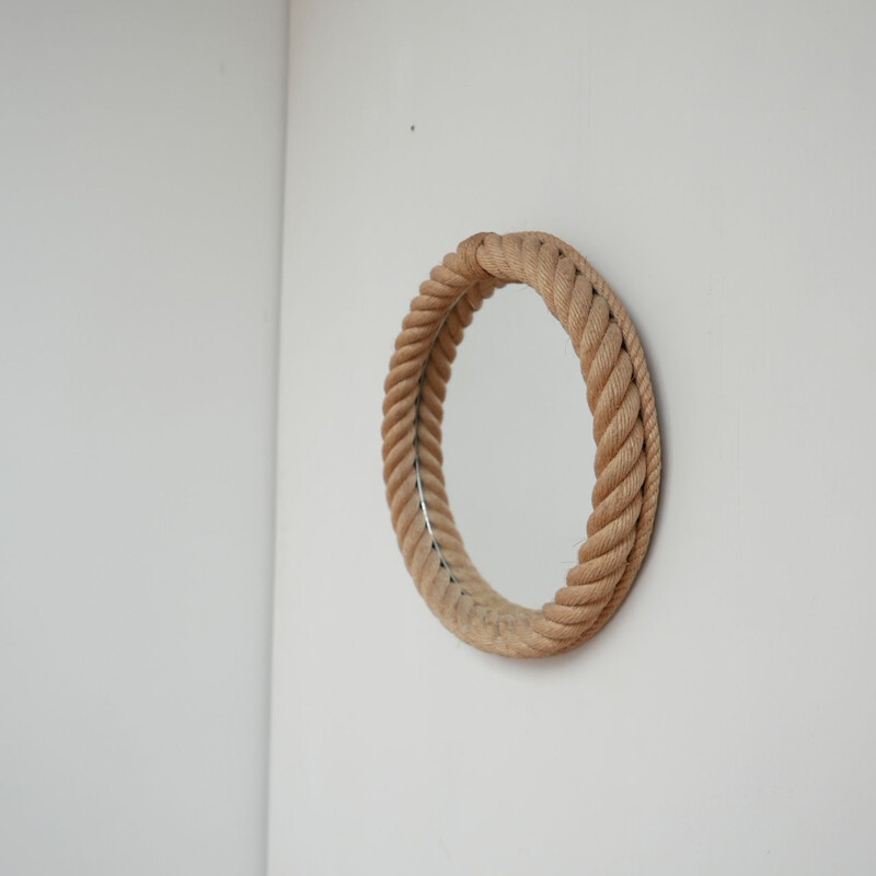 Vintage Audoux Minet Rope Cord Mirror, French 1960s