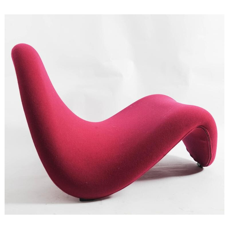 Artifort "tongue" low chair in red fabric, Pierre PAULIN - 1960s