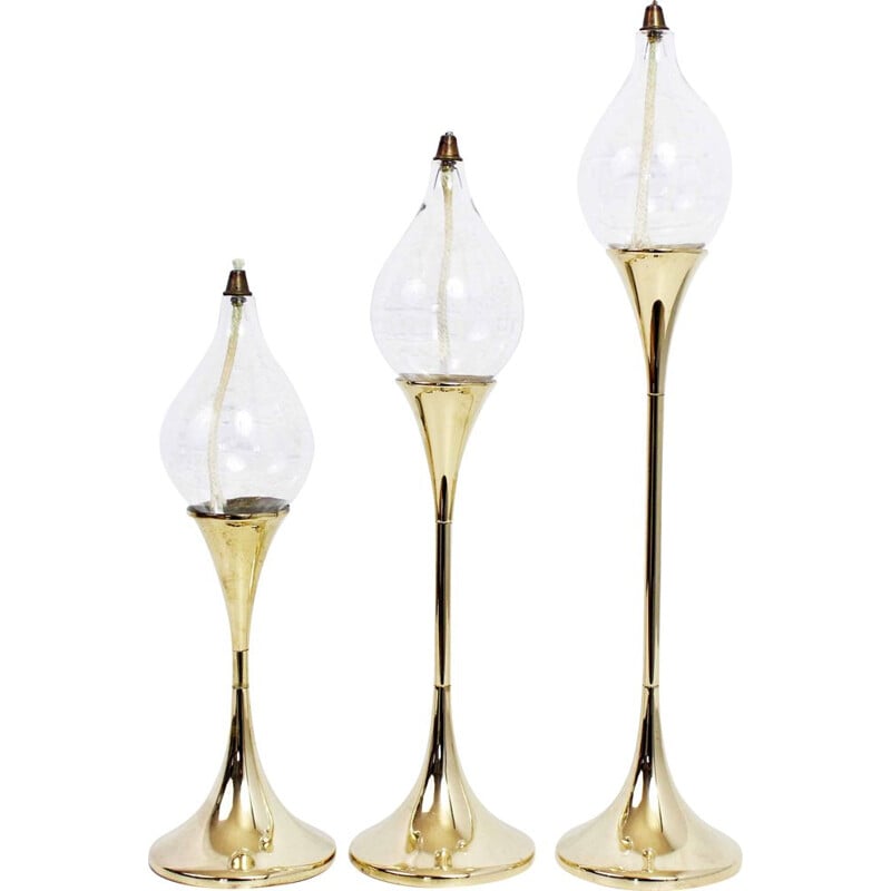 Set of 3 vintage oil lamps by Freddie Andersen 1970