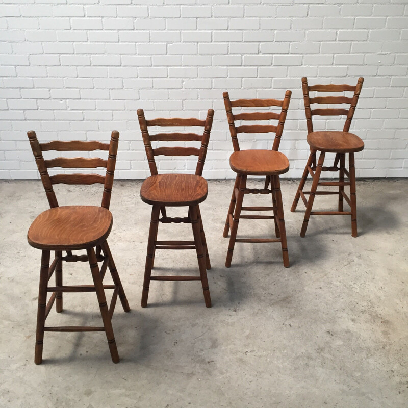 Lot de 4 chaises de bar vintage, 1980