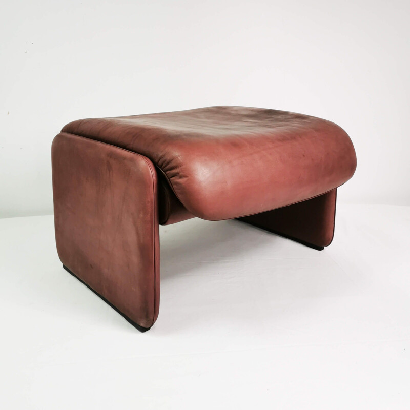 Vintage Leather pouf De Sede, Switzerland 1980s