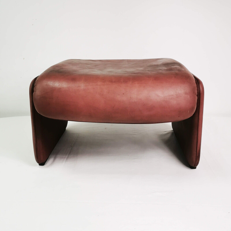 Vintage Leather pouf De Sede, Switzerland 1980s