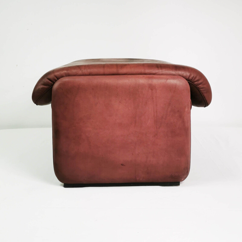 Vintage Leather pouf De Sede, Switzerland 1980s