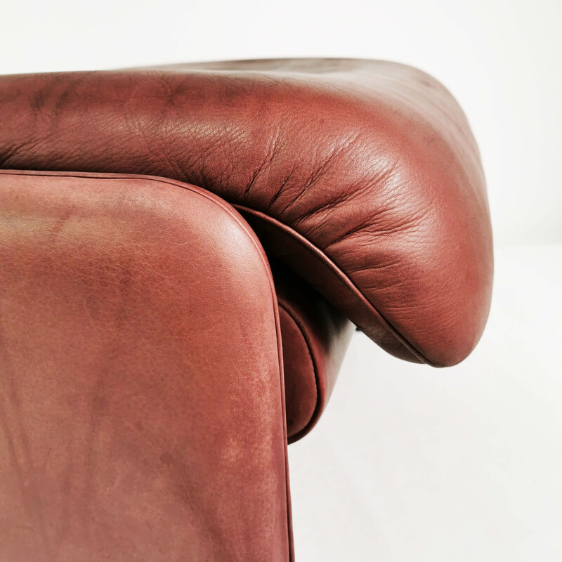 Vintage Leather pouf De Sede, Switzerland 1980s