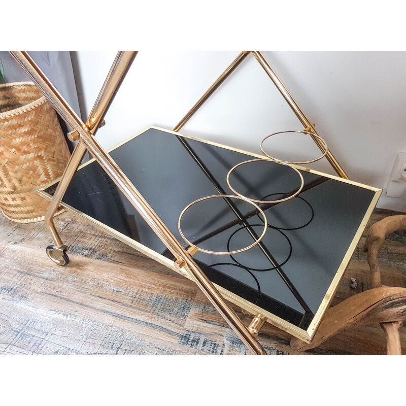 Vintage Glass and brass serving dish 1970s