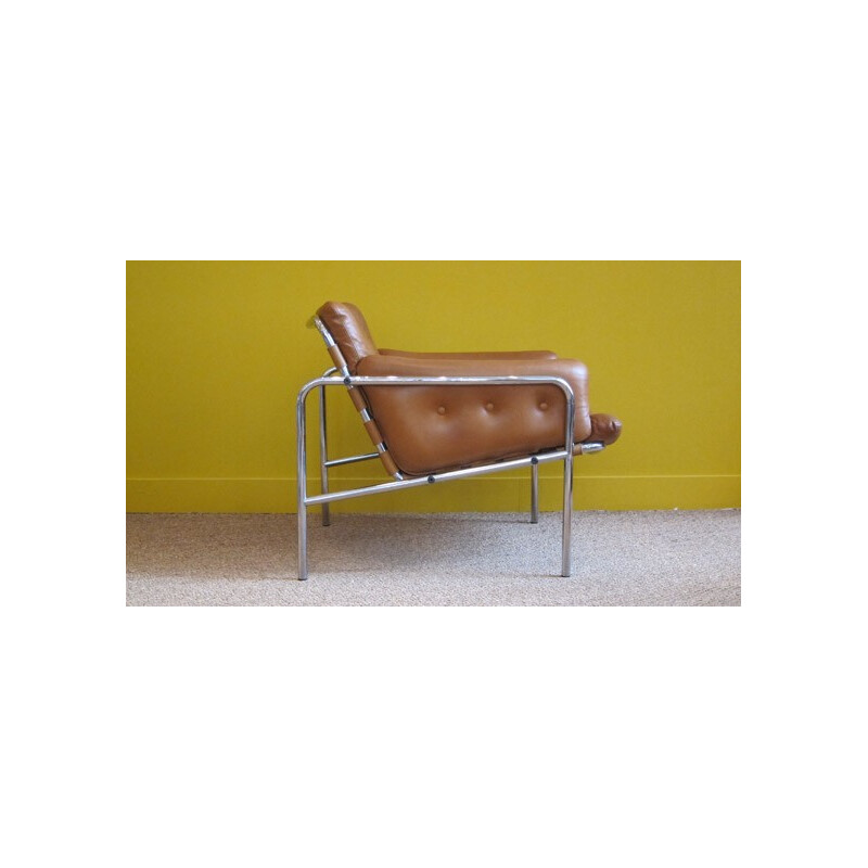 Fauteuil vintage en cuir, Martin VISSER - années 70