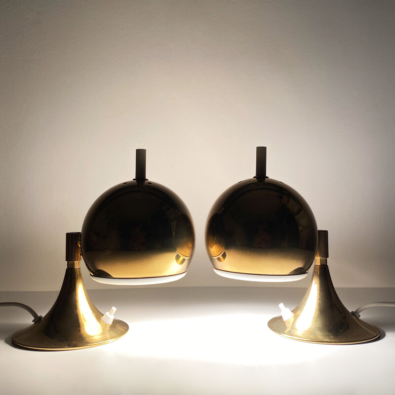 Pair of vintage Space Age "Eyeball" lamps by Otto Meinzzer, Germany 1970s