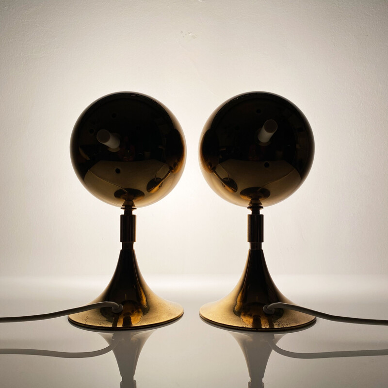 Pair of vintage Space Age "Eyeball" lamps by Otto Meinzzer, Germany 1970s