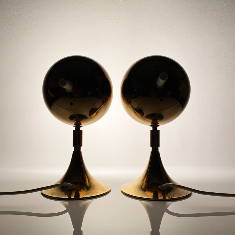 Paire de lampes vintage Space Age "Eyeball" d'Otto Meinzzer, Allemagne 1970