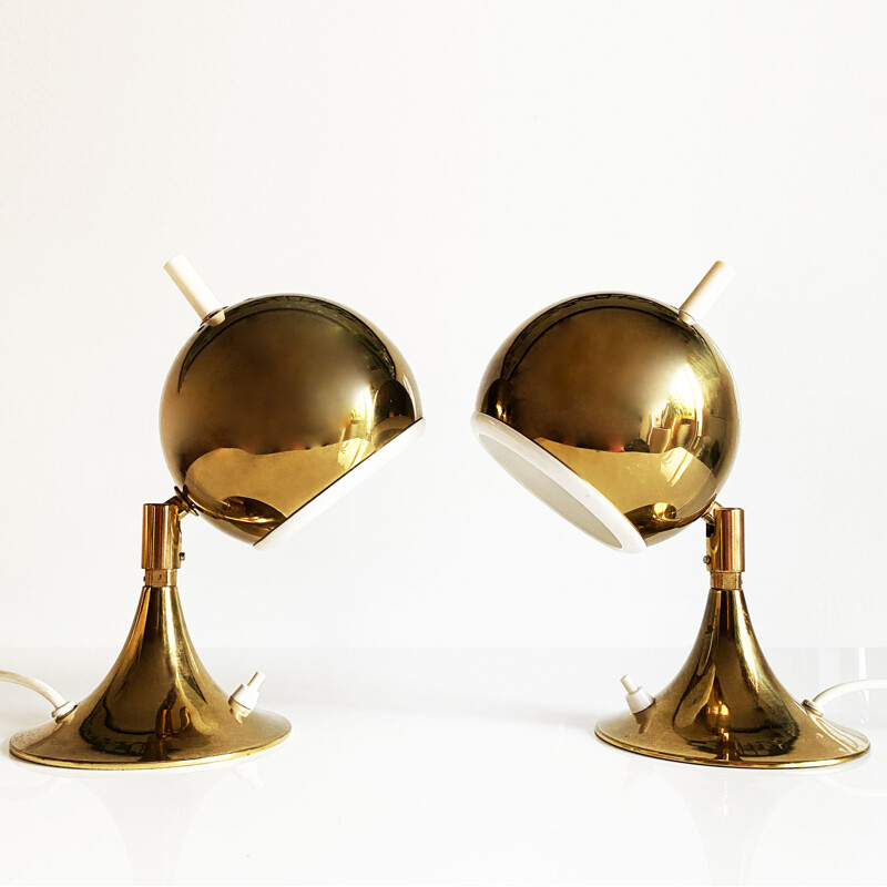 Pair of vintage Space Age "Eyeball" lamps by Otto Meinzzer, Germany 1970s