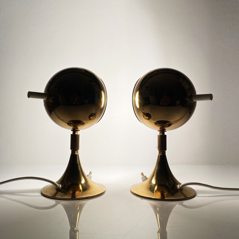 Pair of vintage Space Age "Eyeball" lamps by Otto Meinzzer, Germany 1970s