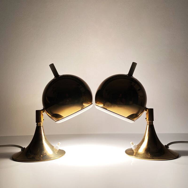 Pair of vintage Space Age "Eyeball" lamps by Otto Meinzzer, Germany 1970s