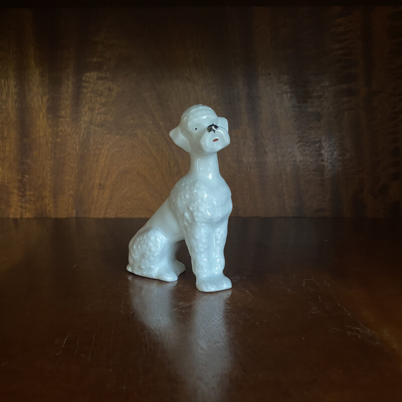 Figurinha de poodle de cerâmica Vintage