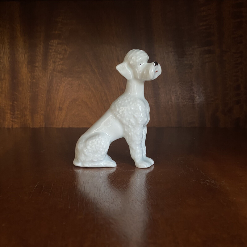 Figurita caniche de cerámica vintage