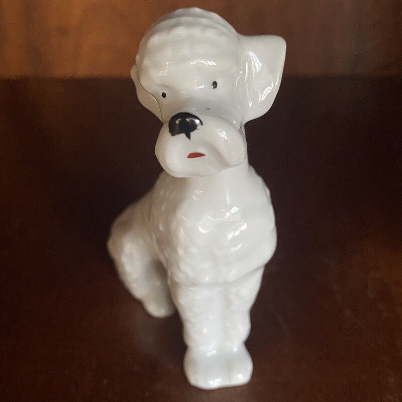 Figurinha de poodle de cerâmica Vintage