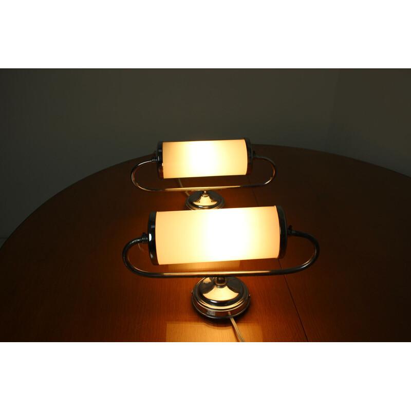 Pair of vintage Bauhaus Art deco wall lamps, Czechoslovakia 1930s