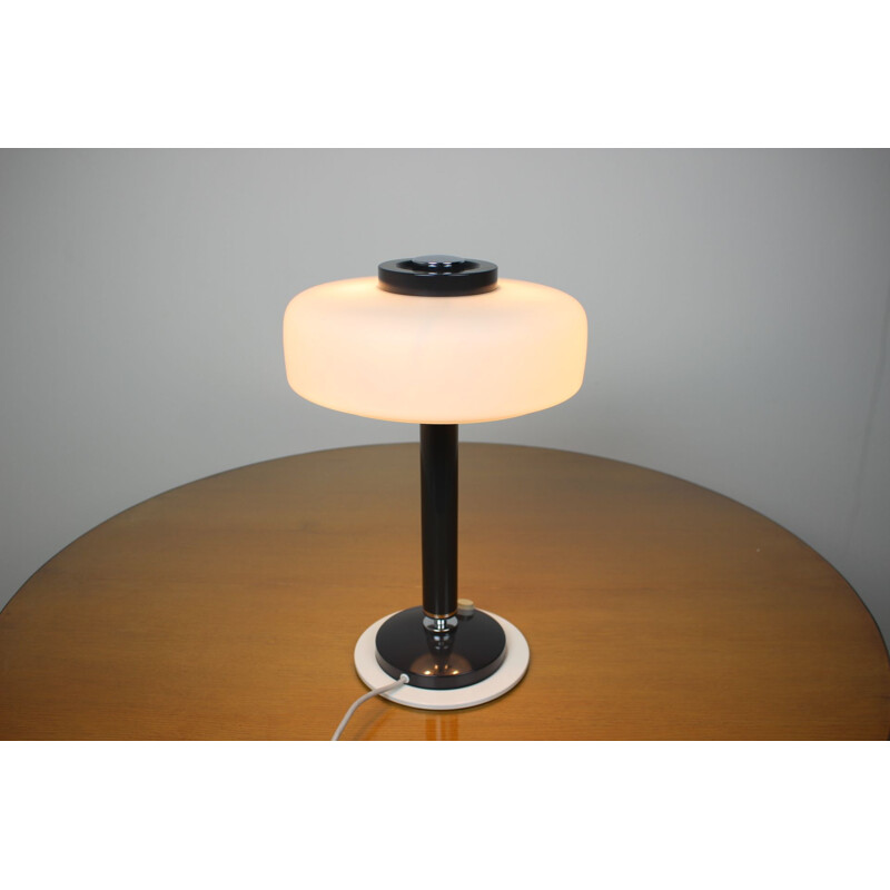 Vintage black and white table lamp by Napako, Czechoslovakia 1960