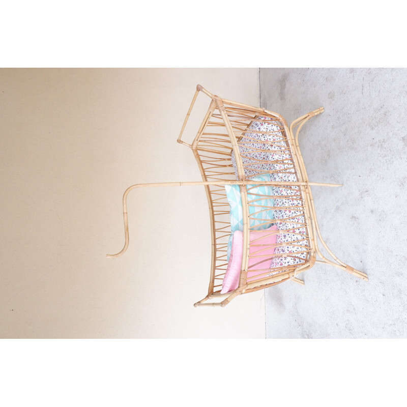 Vintage rattan cradle 1960s