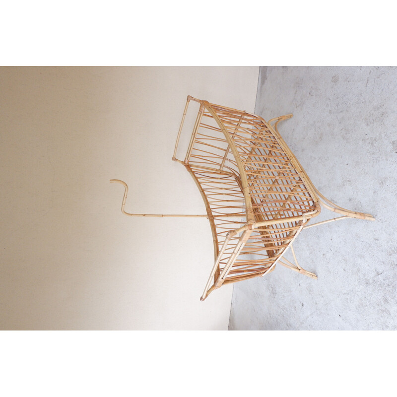 Vintage rattan cradle 1960s