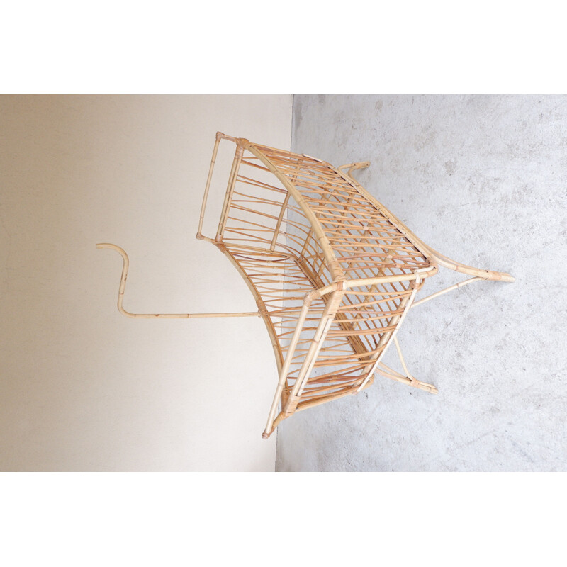 Vintage rattan cradle 1960s