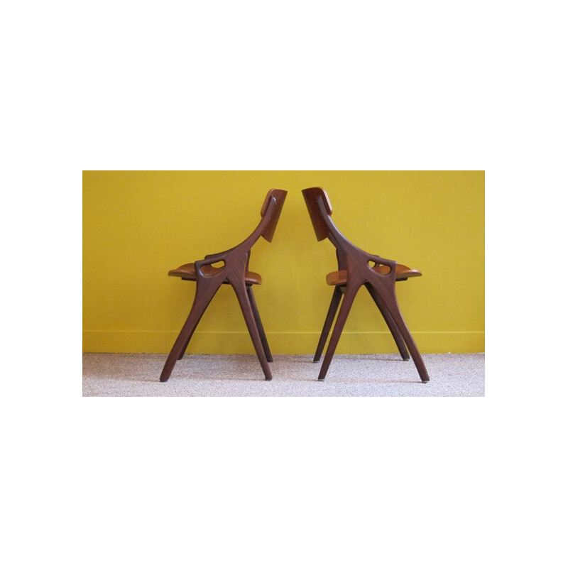 Pair of teak chairs, Arne HOVMAND-OLSEN - 50s